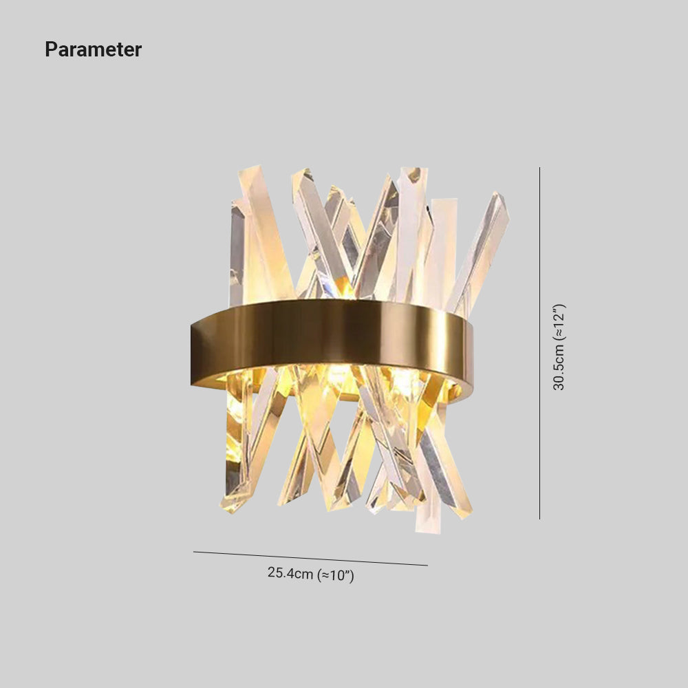 Kristy Decorative Geometric Crystal/Metal Wall Lamp, Gold - Neutral Decor