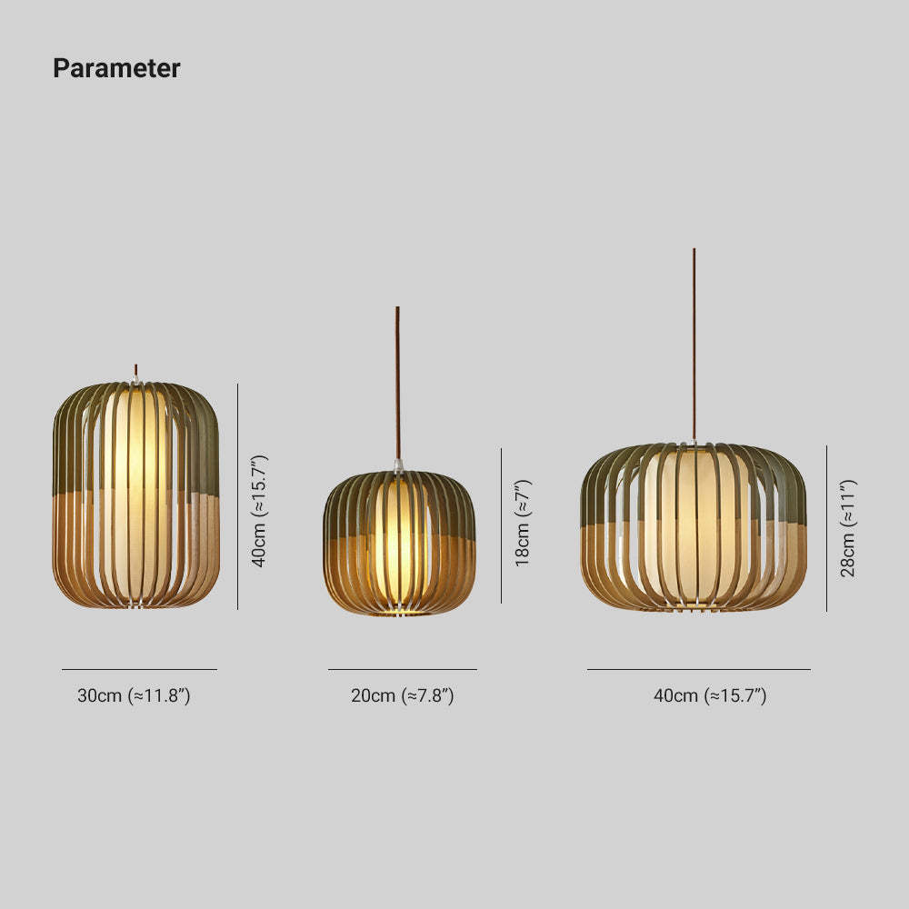 Muto Modern Birdcage Wood Pendant Light - Neutral Decor