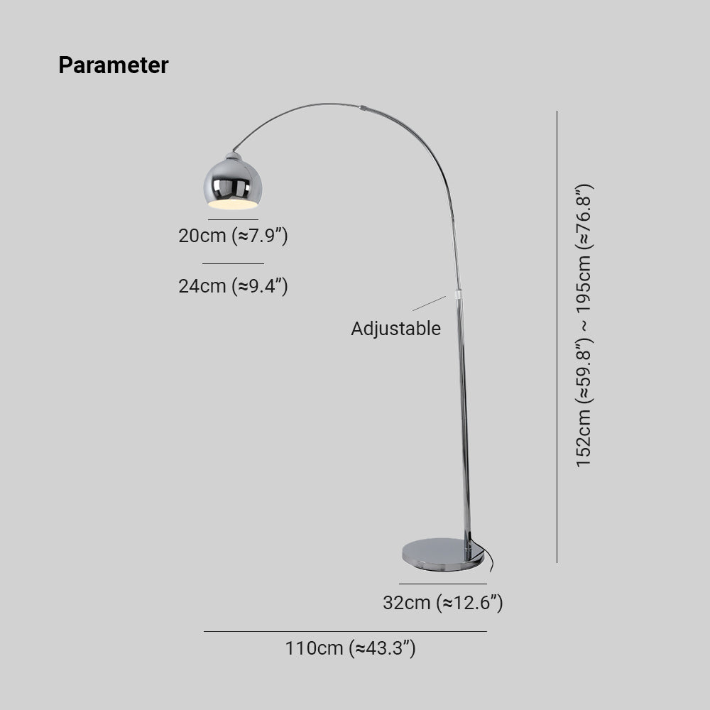 Salgado Modern Arc Metal Floor Lamp, Chrome, Study/Bedroom - Neutral Decor