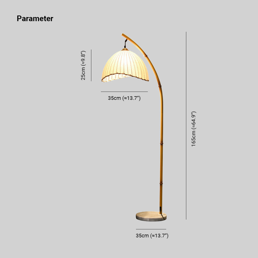 Muto Vintage Bamboo Shape Metal/Fabric Floor Lamp, White - Neutral Decor