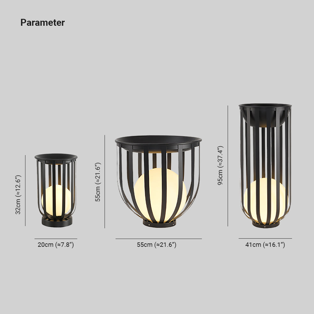 Ray Modern Globe Solar/Rechargeable Outdoor Floor Lamp, Black - Neutral Decor
