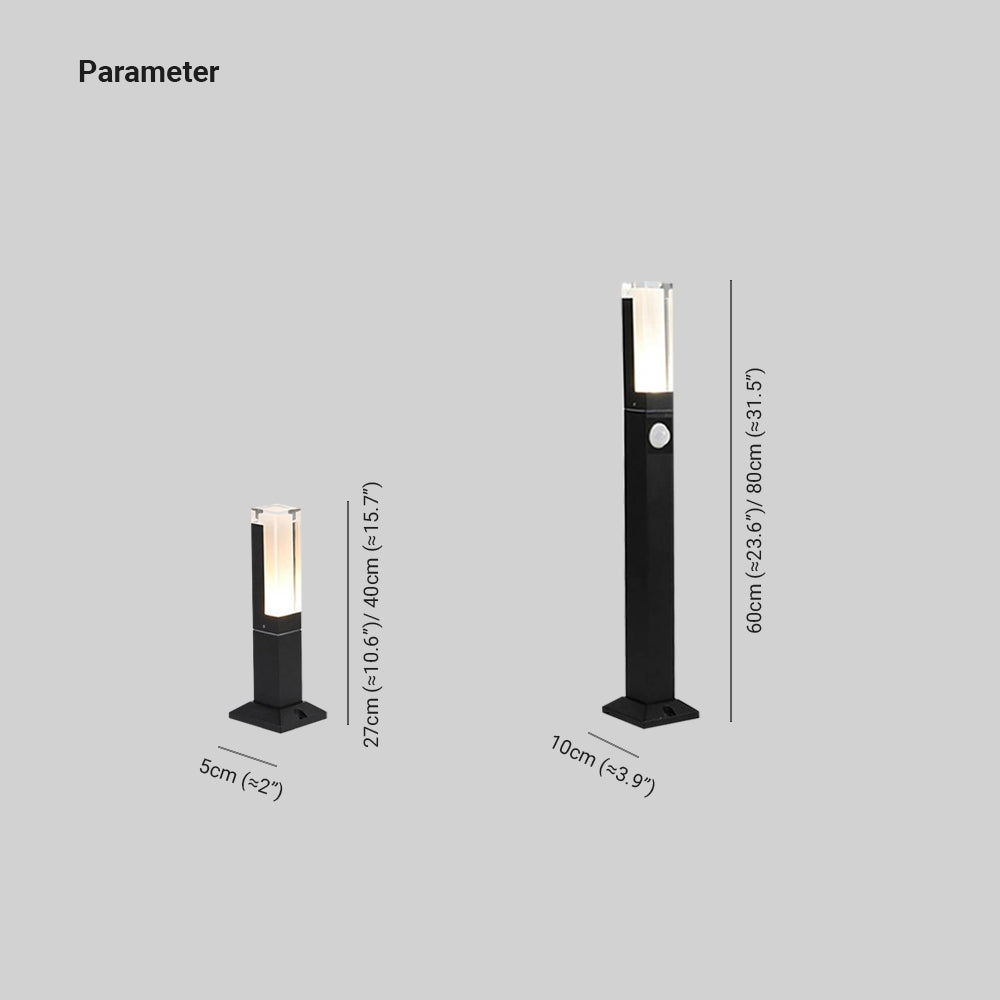 Ray Modern Metal Rectangular Outdoor Path Light With Sensor, Black - Neutral Decor
