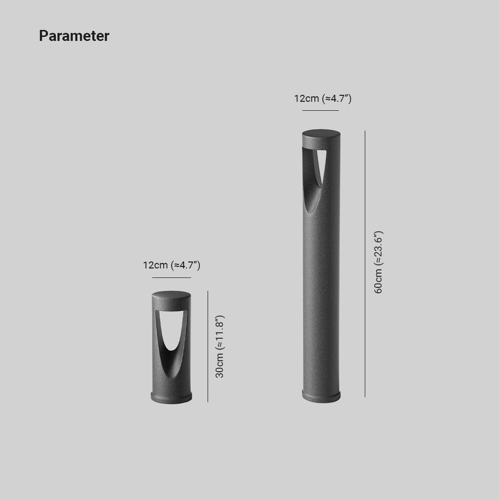 Ray Contemporary Metal Cylindrical Hollow Outdoor Path Light, Black - Neutral Decor