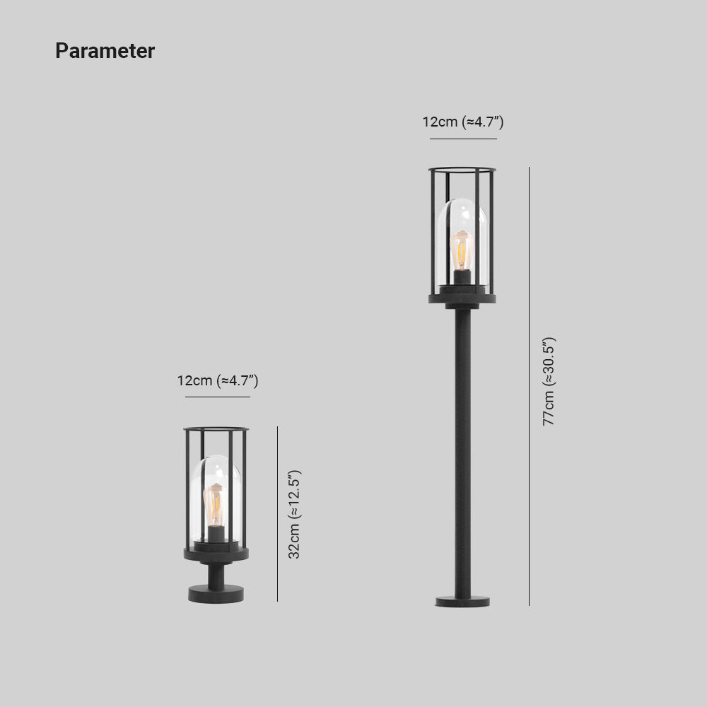 Ray Metal Cylindrical Lantern Shaped Solar Outdoor Path Light, Black - Neutral Decor