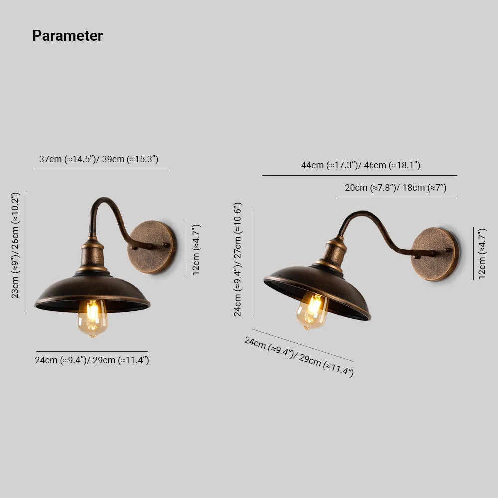 Ray Rustic Bowl Shaped Metal Wall Lamp, Antique Brass - Neutral Decor