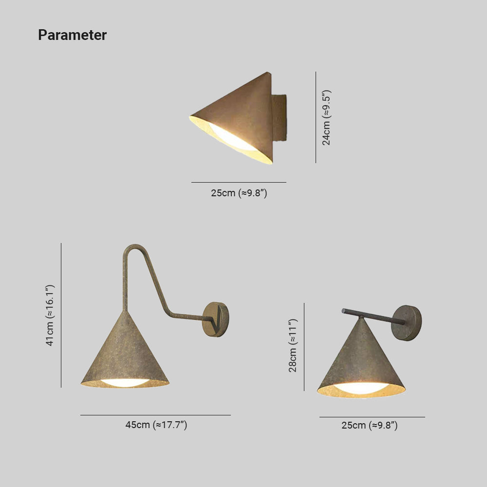 Ray Modern Minimalist Cone Metal Outdoor Waterproof Wall Lamp，Black/Gold - Neutral Decor