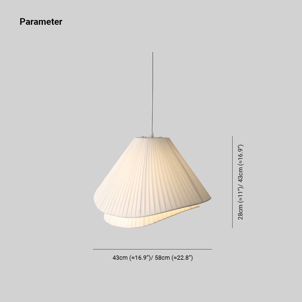 Ritta Minimalist Double Overlap Fabric LED Pendant Light, White - Neutral Decor