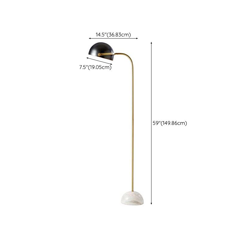 Eryn Floor Lamp Semi Circular Retro/Minimalist, Metal/Marble, Black, Bedroom - Neutral Decor