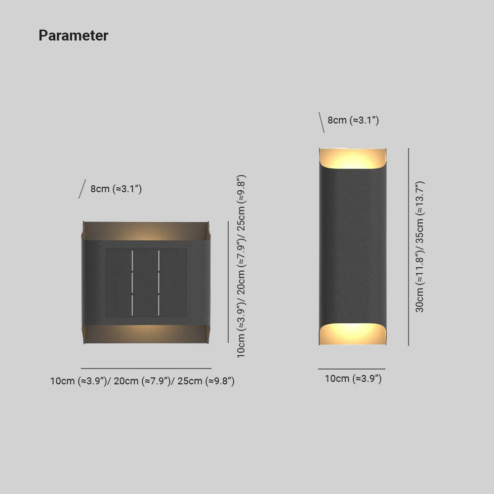 Ray Modern Solar Up Down Metal Outdoor Wall Lamp, Balck - Neutral Decor