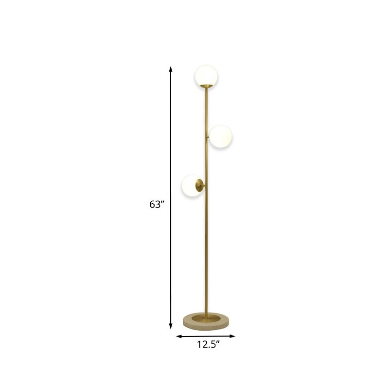 Valentina Modern Globe Brass/Glass Floor Lamp, 3 Heads - Neutral Decor