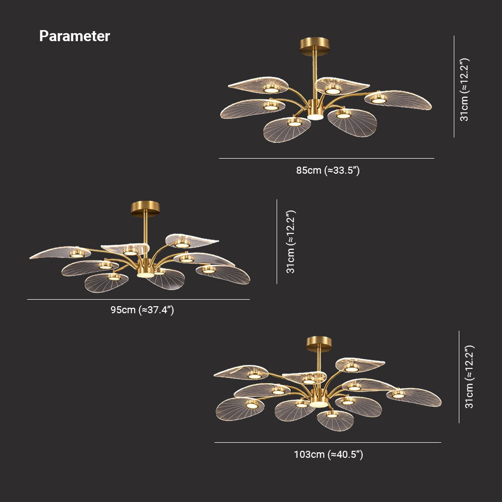 Arisha Art Deco Leaf Metal/Acrylic Chandelier, Gold - Neutral Decor