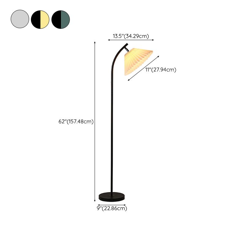 Ozawa Modern Arc Pleated Metal Fabric Floor Lamp, 3 Color - Neutral Decor