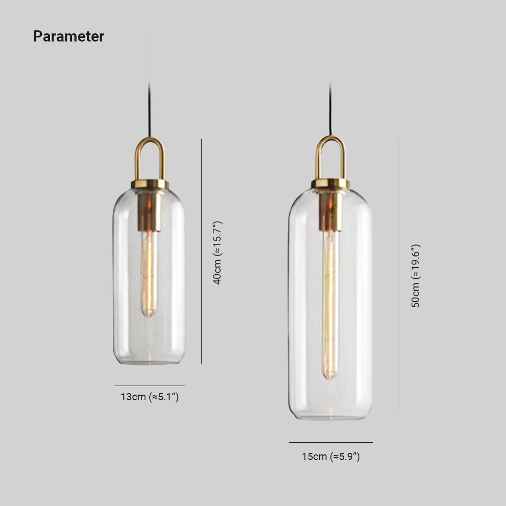 Valentina Clear& Glass Cylinder Pendant Light, 2 Color - Neutral Decor