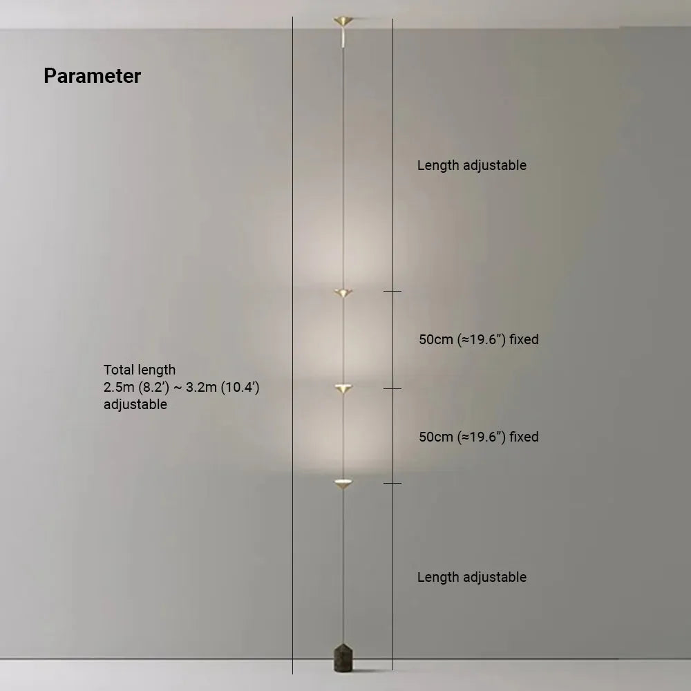 Arisha Full-Length Minimalist Linear Floor Lamp, 3 Bulbs - Neutral Decor