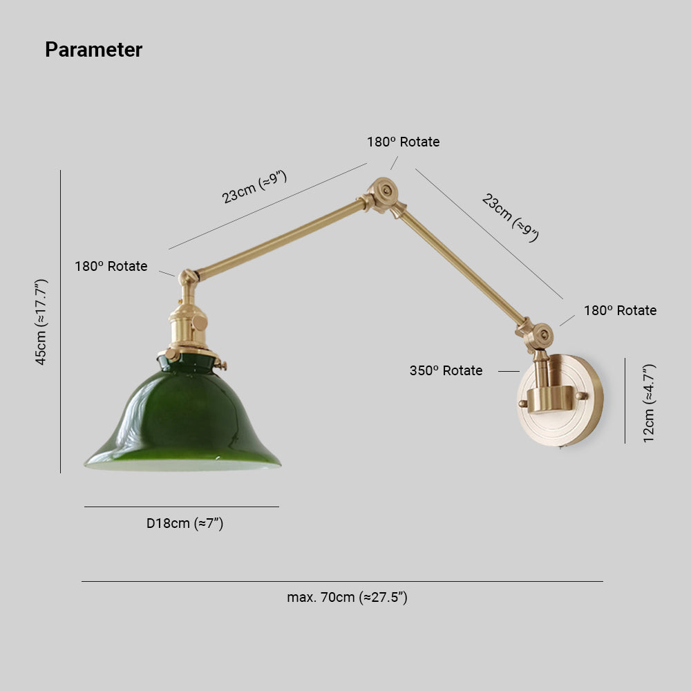 Tiffany Vintage Foldable Wall Lamp, Green/White - Neutral Decor