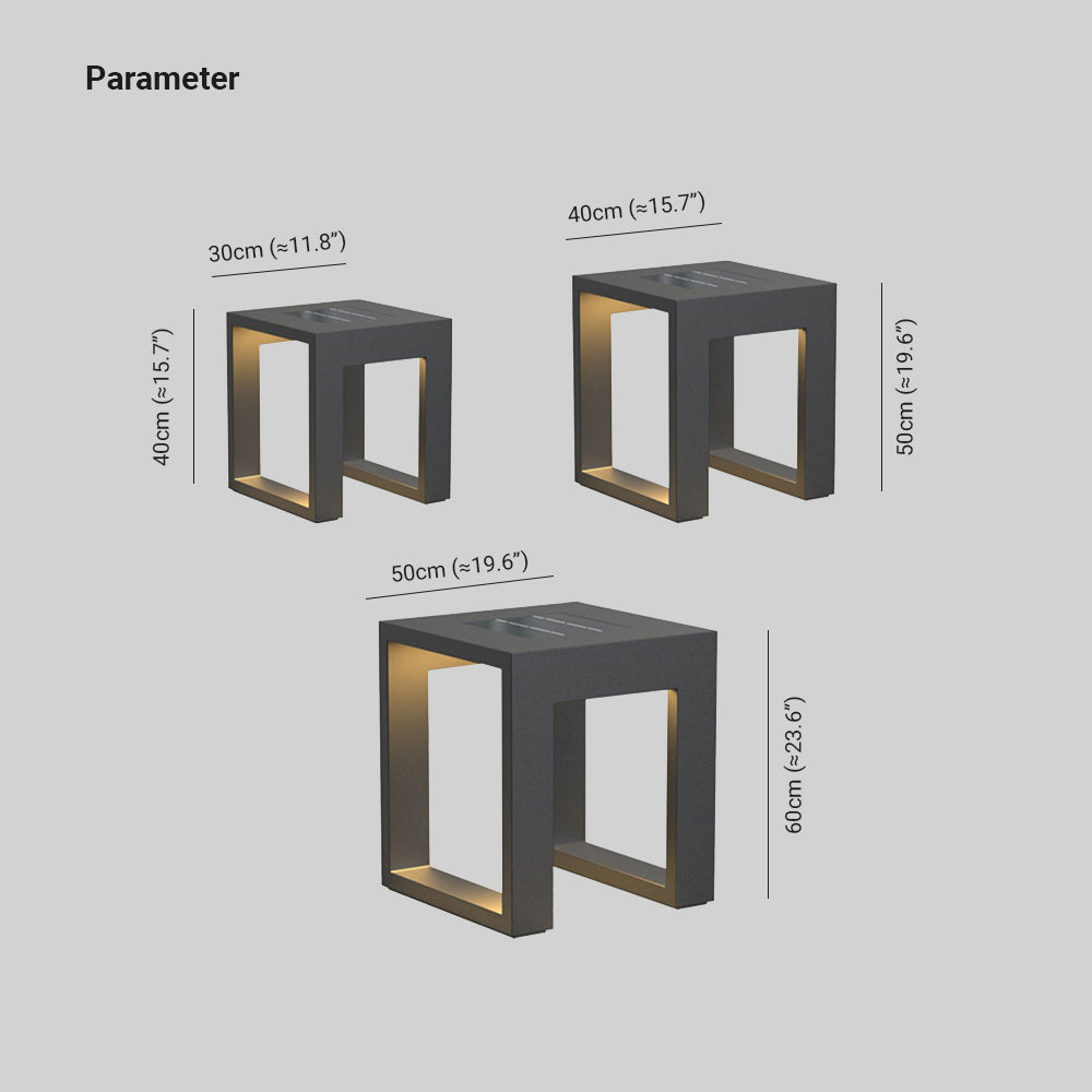 Ray Simple Hollow Cube Metal/Acrylic Outdoor Floor Lamp, Black - Neutral Decor