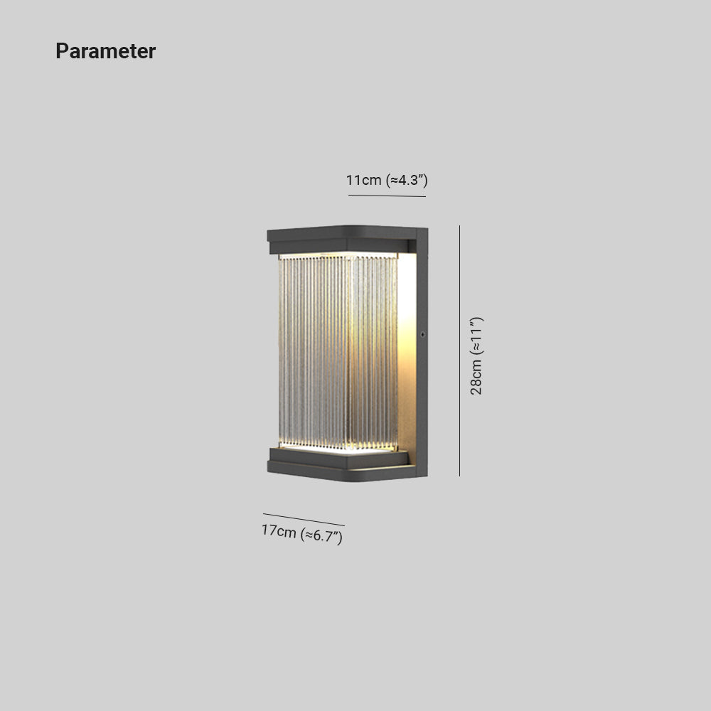 Ray Minimalist Rectangular Glass Outdoor Wall Lamp, Black - Neutral Decor