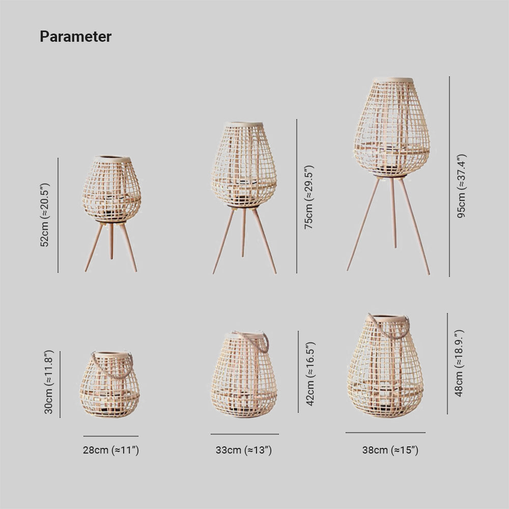 Ritta Floor Lamp, Wood & Rattan - Neutral Decor