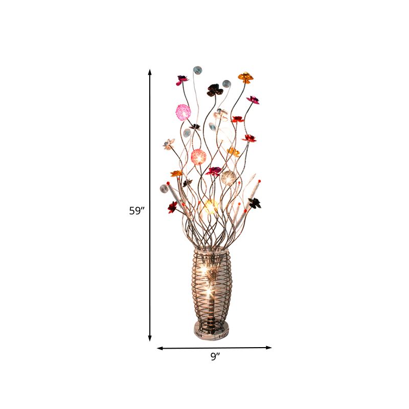 Bella Art Deco Flower Vase Silver Metal Floor Lamp - Neutral Decor
