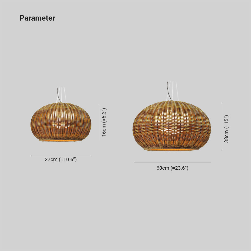 Ray Retro Lantern Gold Pendant Light, Bamboo/Acrylic - Neutral Decor