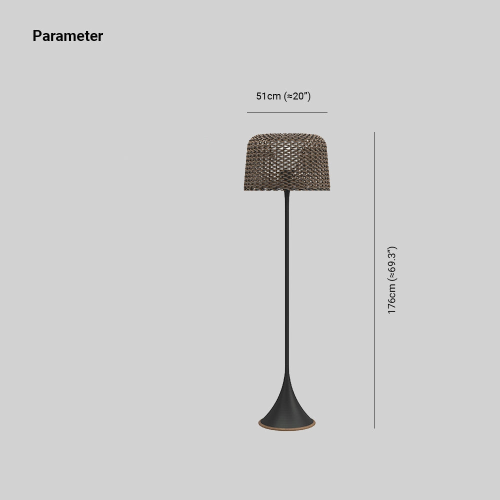 Ritta Waterproof Outdoor Floor Lamp, Rattan，Balcony/Terrace - Neutral Decor