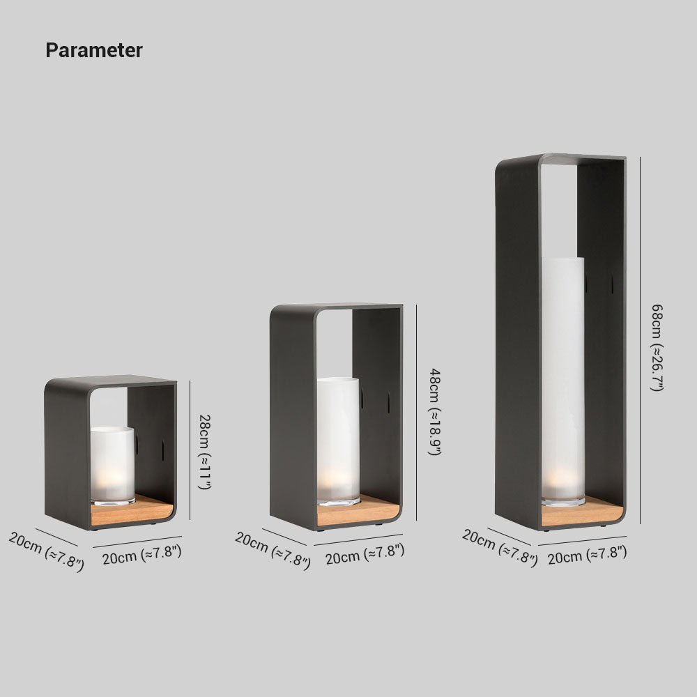 Ray Minimalist Cuboid Candle Solar Outdoor Floor Lamp Black - Neutral Decor