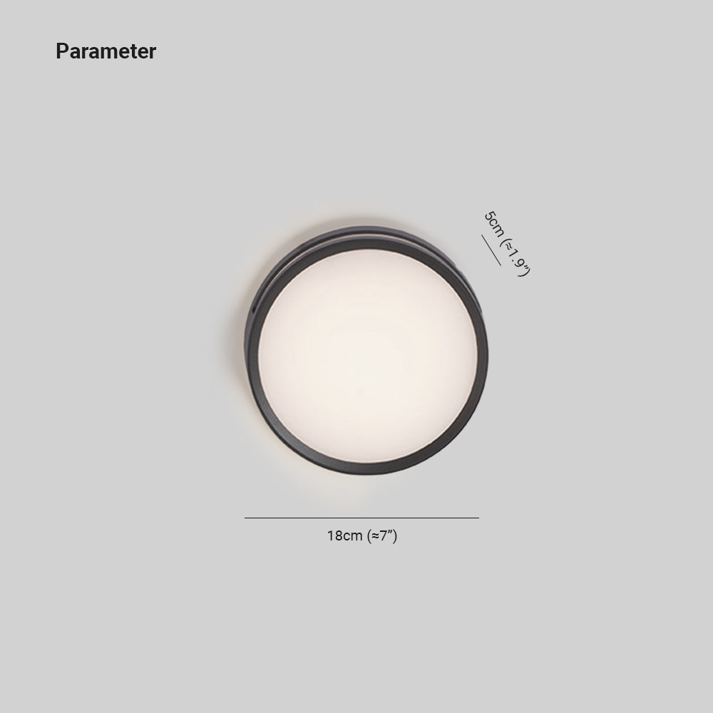 Ray Modern Round Metal/Acrylic Outdoor Waterproof Wall Lamp, Black - Neutral Decor
