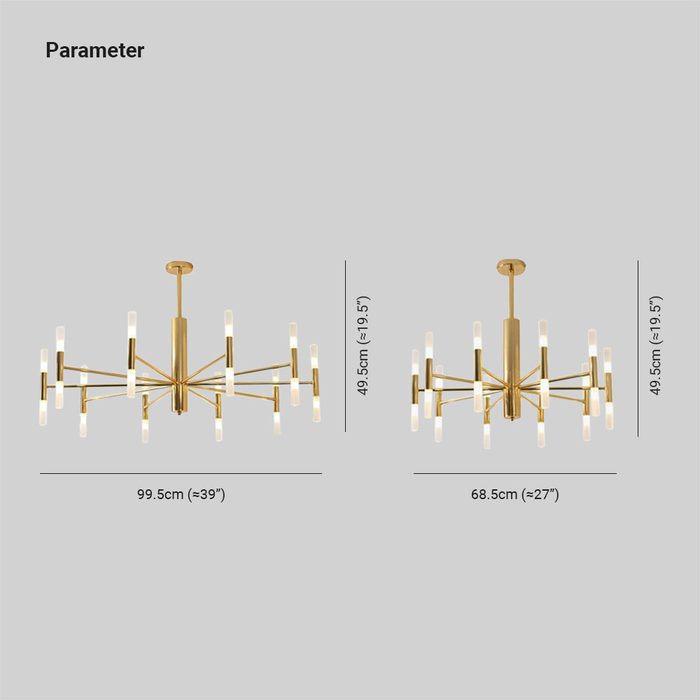 Kristy Modern Cylindrical Metal Chandelier, Gold - Neutral Decor