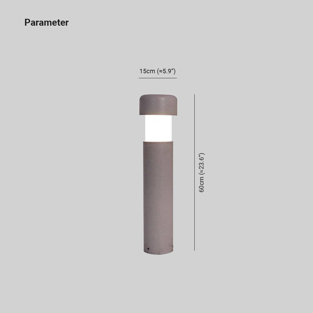 Ray Modern Metal Cylindrical Outdoor Path Light, Grey - Neutral Decor