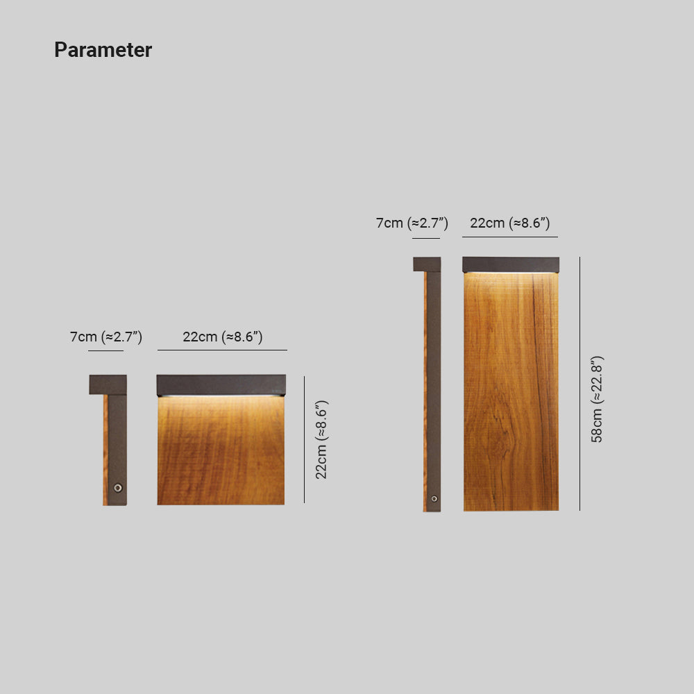 Ray Modern Metal Rectangular Outdoor Path Light, Wood - Neutral Decor