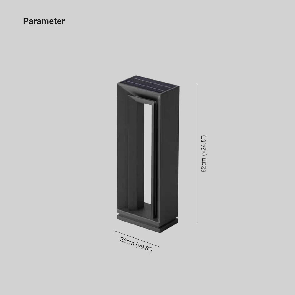 Ray Modern Metal Hollow Rectangular Solar Outdoor Path Light, Black - Neutral Decor