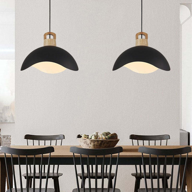 Valentina Colorful Shade Single Pendant Lights, Wood & Metal - Neutral Decor