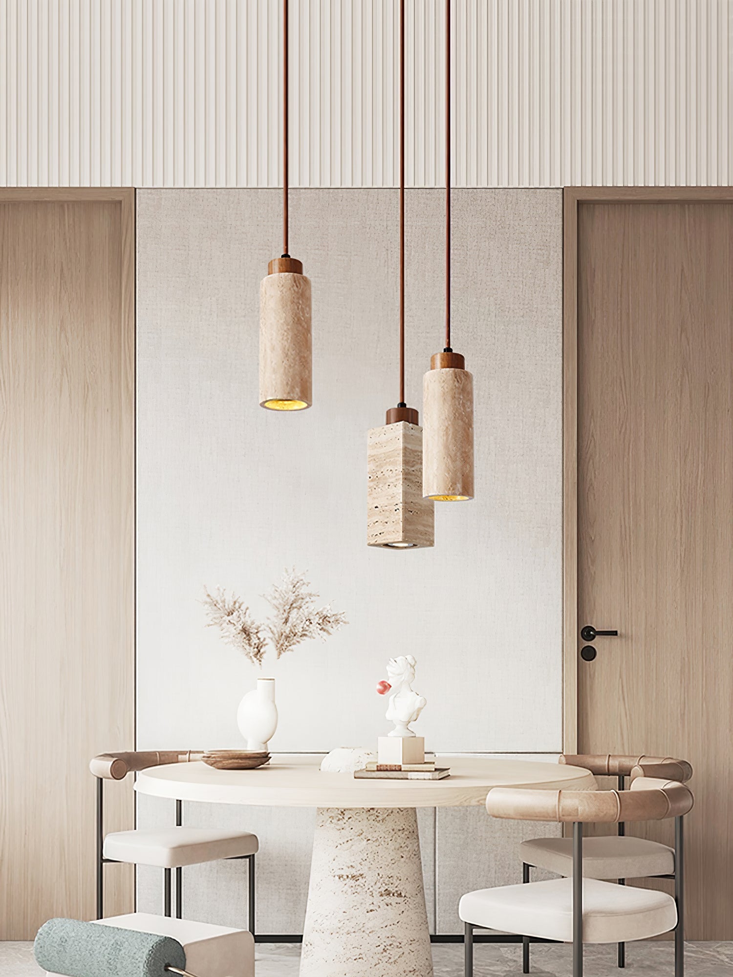 Avloris Travertine Pendant Light-Neutral Decor