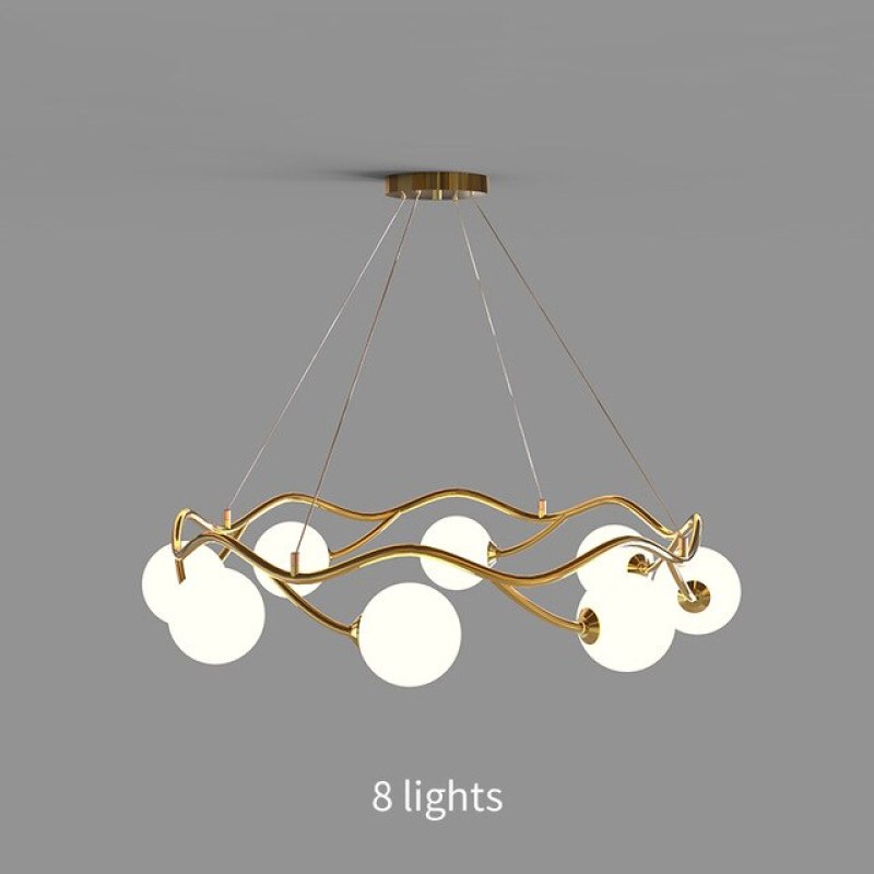 Valentina Modern Designe Wave Metal/Glass Pendant Light, White/Gold - Neutral Decor