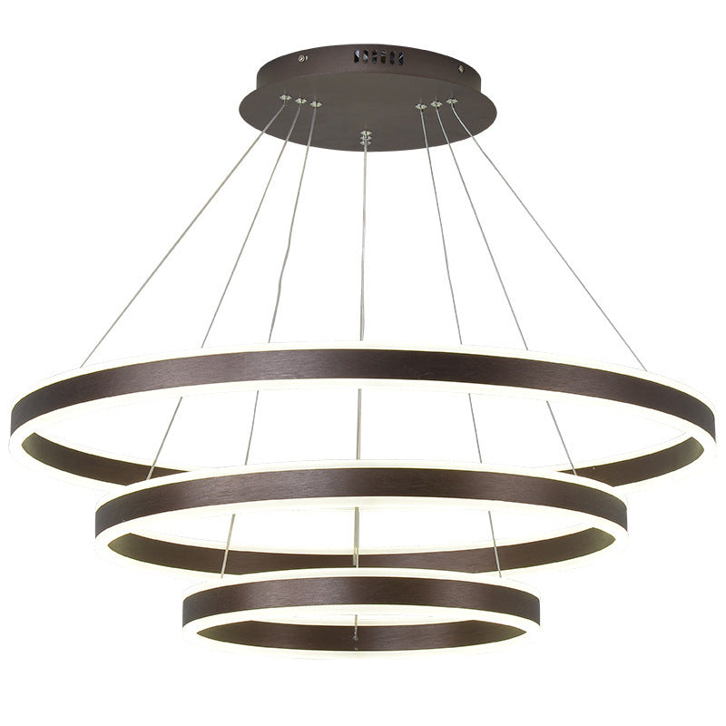 Arisha Moderne Minimaliste Coffee LED Pendant Light, 3 Ring - Neutral Decor