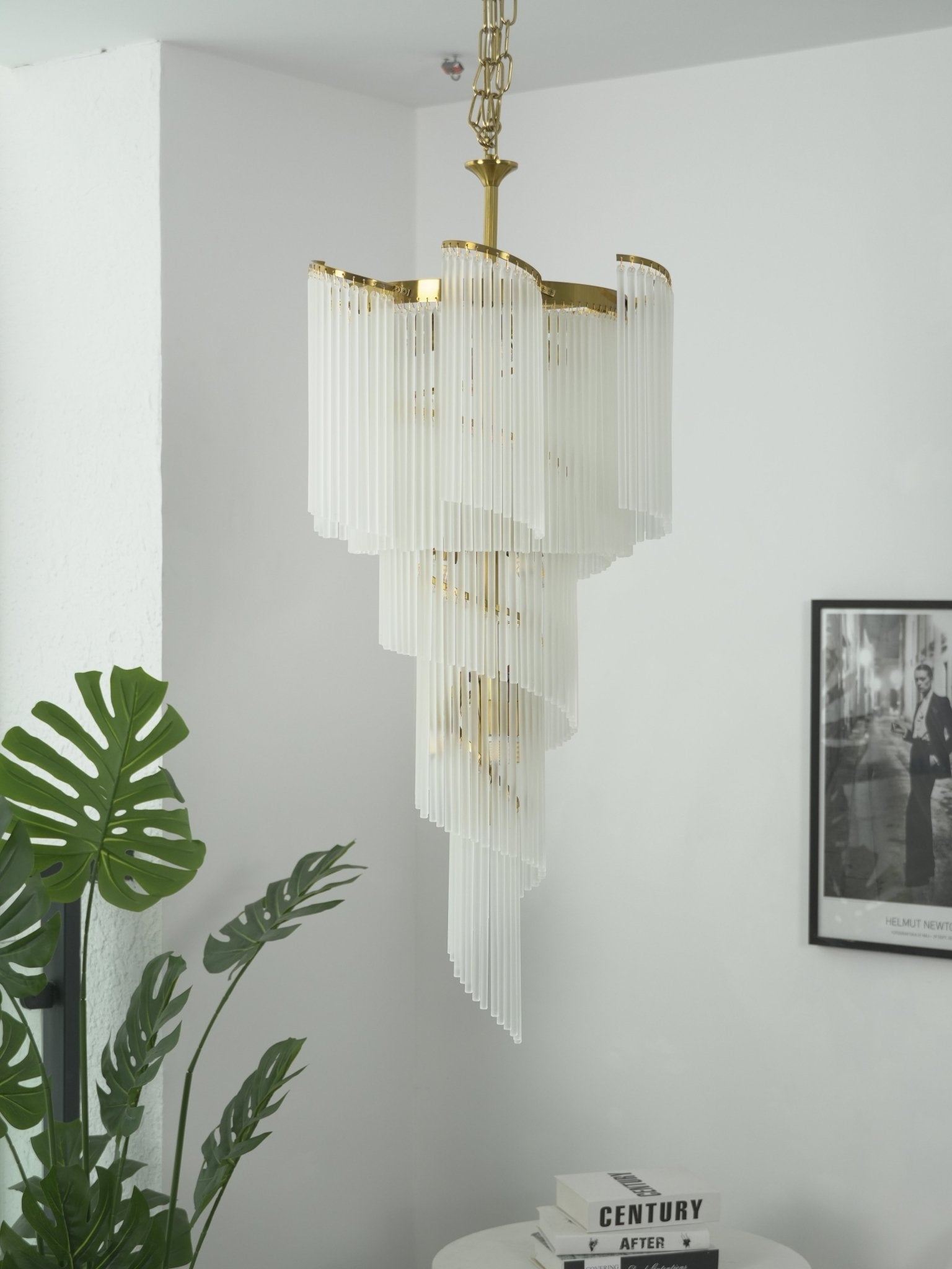 Daxv Ornate Spiral Cascade Glass Chandelier-Neutral Decor