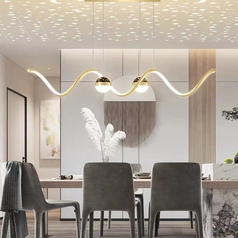 Arisha Nordic Globe Wavy Metal/Acrylic Pendant Light - Neutral Decor