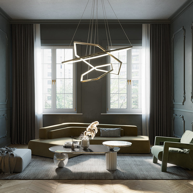 Arisha Minimalist Geomatic Metal Pendant Light, Gold, DIY - Neutral Decor