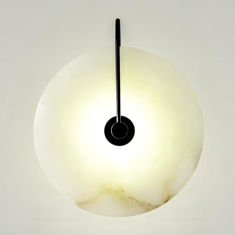 Arisha Round Bedside Wall Light, Artificial Marble, Gold & Black - Neutral Decor