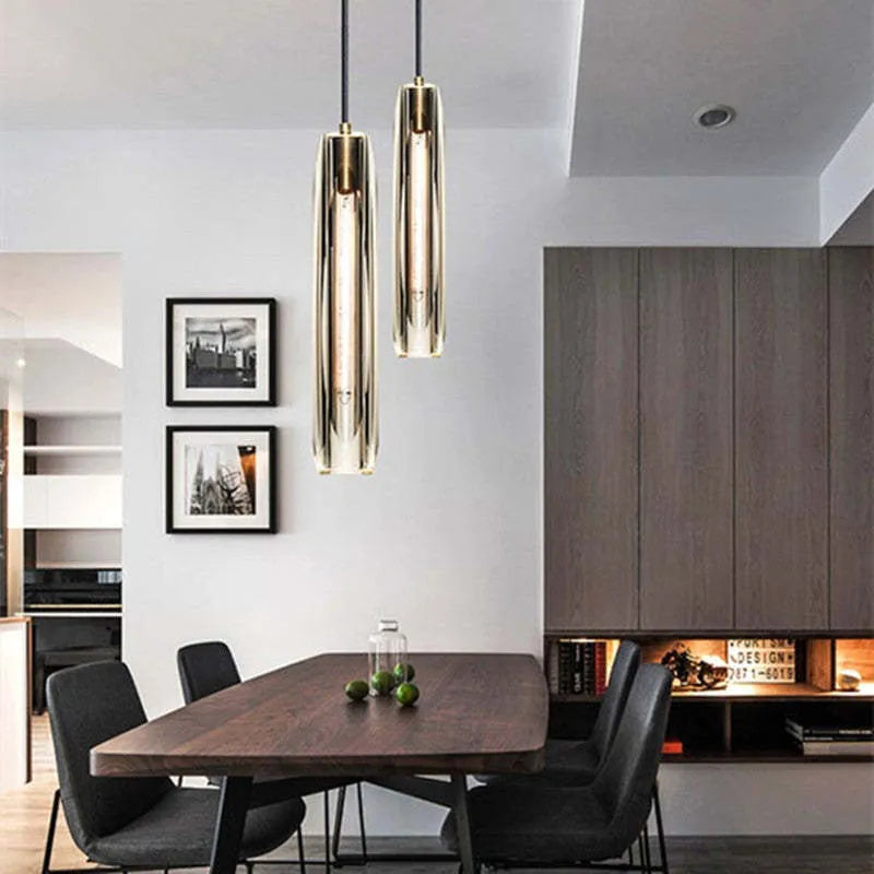 June Brass Designer Glass Pendant Lamp Smoky-Neutral Decor