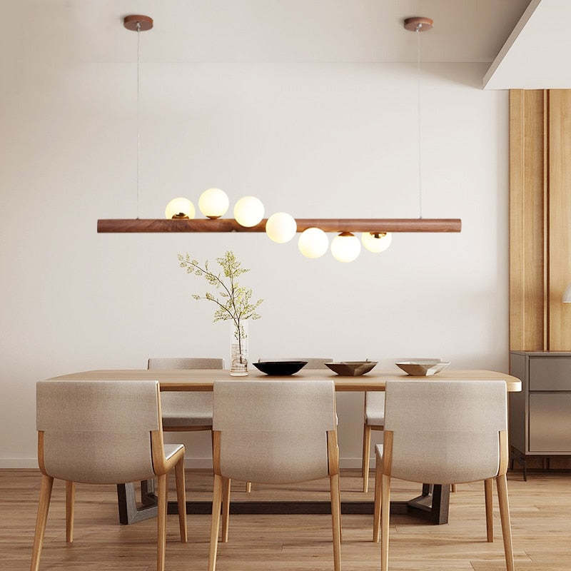 Valentina Glass Bubble Pendant Light Wood/Walnut - Neutral Decor