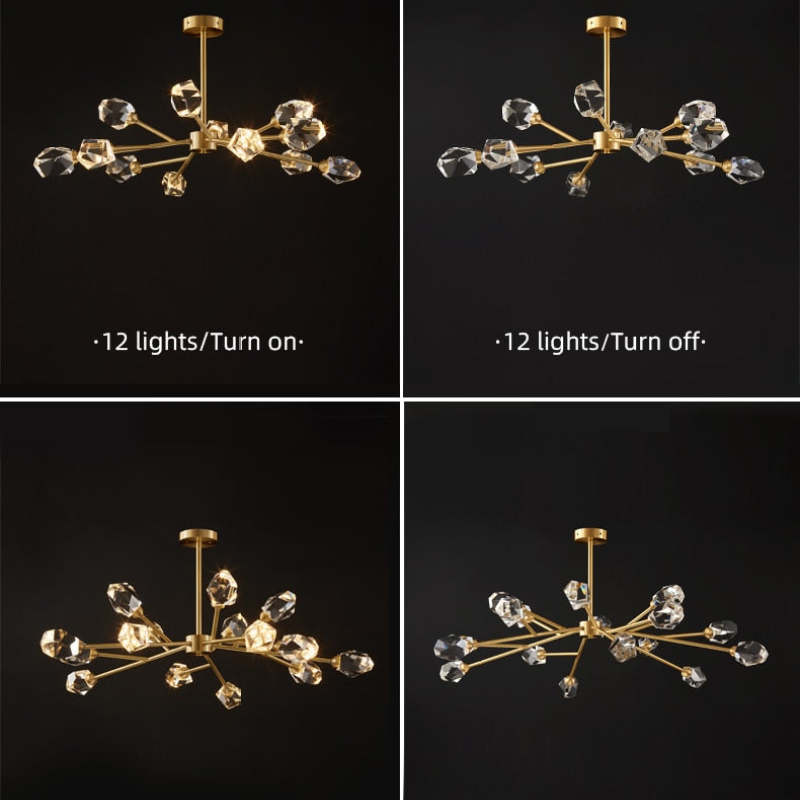 Kristy Luxurious Crystal Chandelier Living Room Golden - Neutral Decor