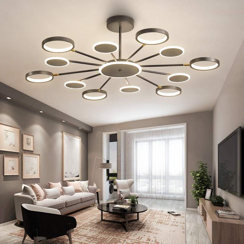 Arisha Modern Led Chandelier, Geometric, Black Dimmable - Neutral Decor