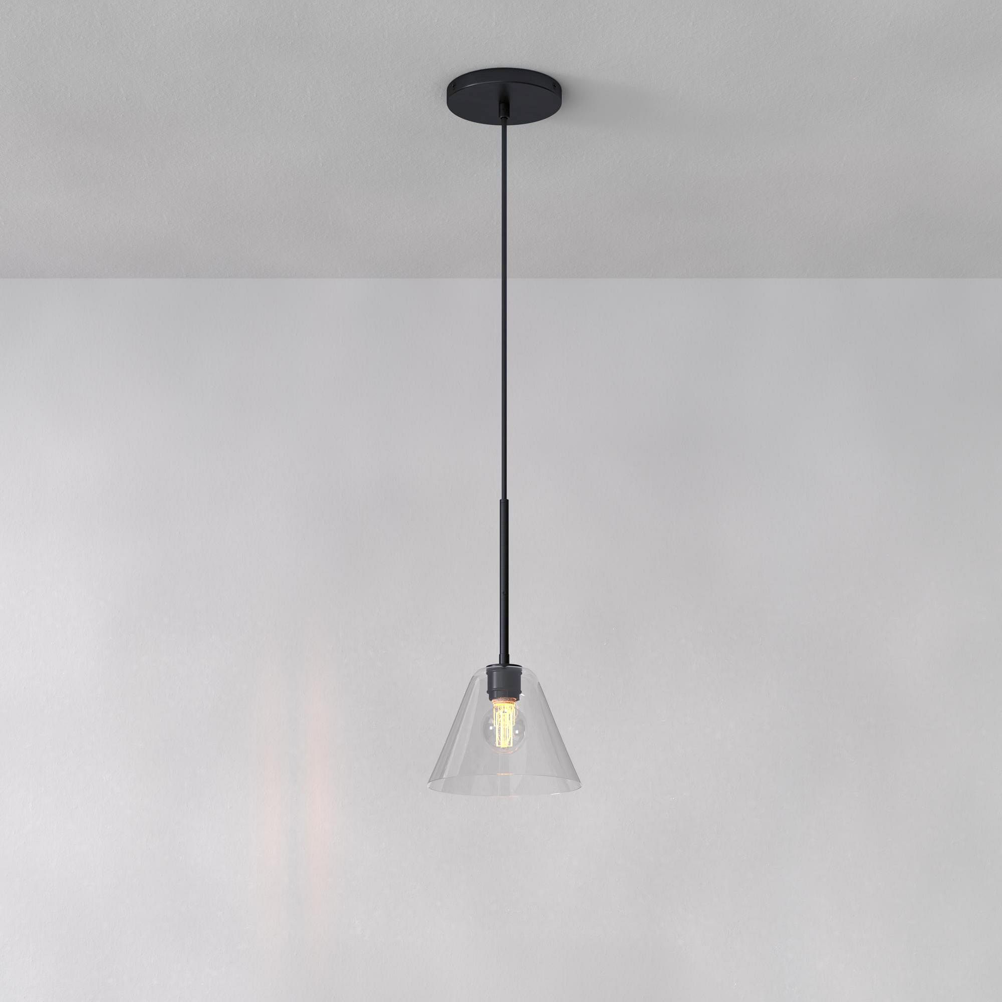 Cone Milk Clear Glass Cone Pendant Light for Kitchen-Neutral Decor