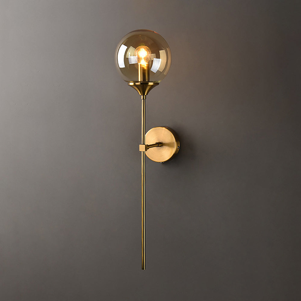 Valentina Modern Globe Metal/Glass Wall Lamp, Gray/Amber/Clear/White - Neutral Decor
