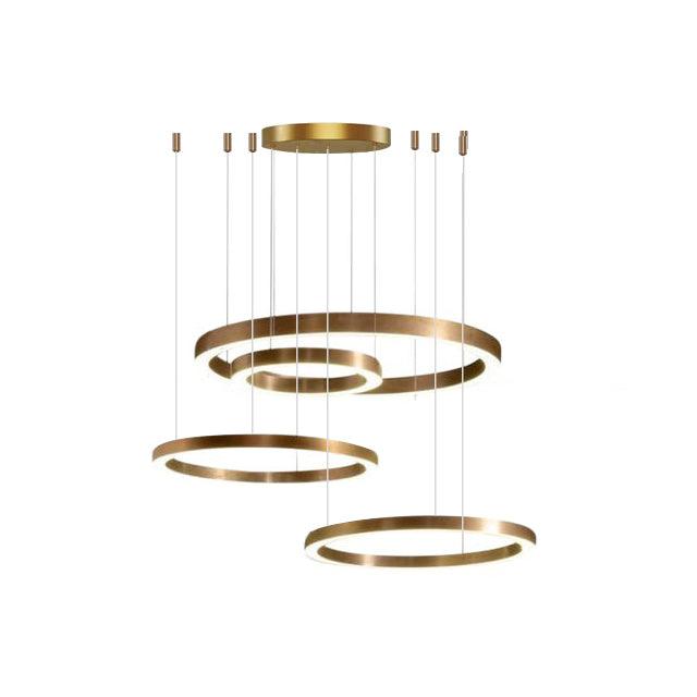 Arisha Modern LED Metal Large Multi Ring Adjustable Living/Dining Room Pendant Light, Gold - Neutral Decor