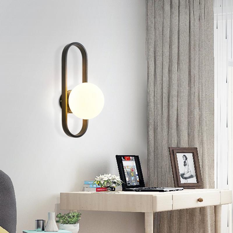 Valentina Modern Globe Bedside Wall Lamp Mount for Bedroom & Reading Room, Gold/Black - Neutral Decor