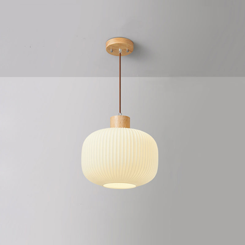 Muto Modern Wood/Glass Pendant Light, White - Neutral Decor