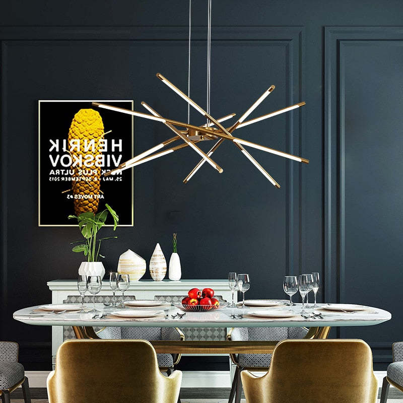 Arisha Pendant Light, Black/Gold, 6/8/10/12 Heads - Neutral Decor