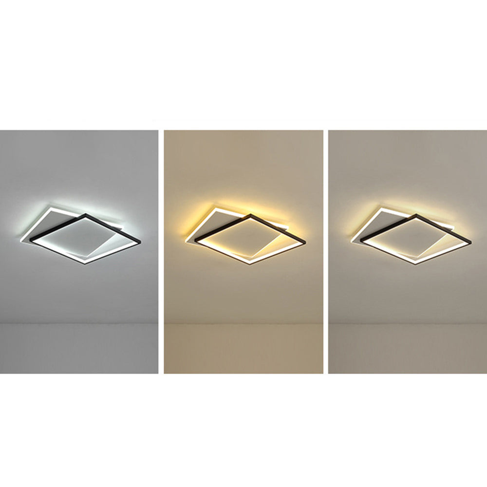 Arisha Modern Square/ Round Flush Mount Ceiling Light, Black with White - Neutral Decor